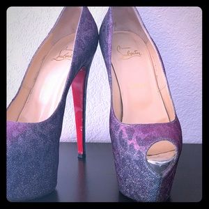 Louboutin Highness lame 160 peep heels 38